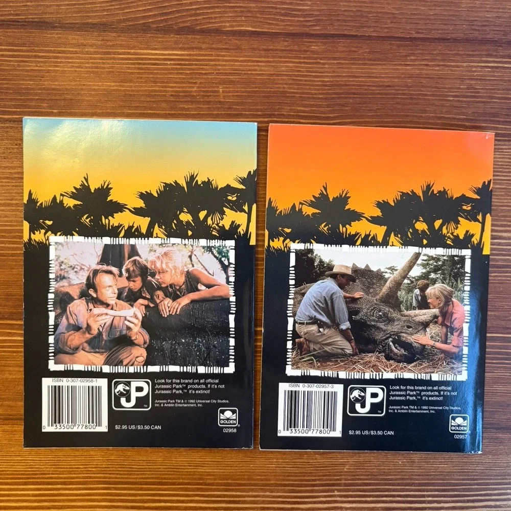 Jurassic Park Action Photos Puzzle Book & Dinosaur‎ Hunter's Guide Lot 1992